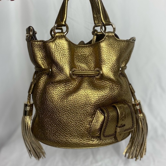 SOLD - Like New RARE Color Lancel Paris Leather Bucket Bag in  Gold - Picture 3 of 16